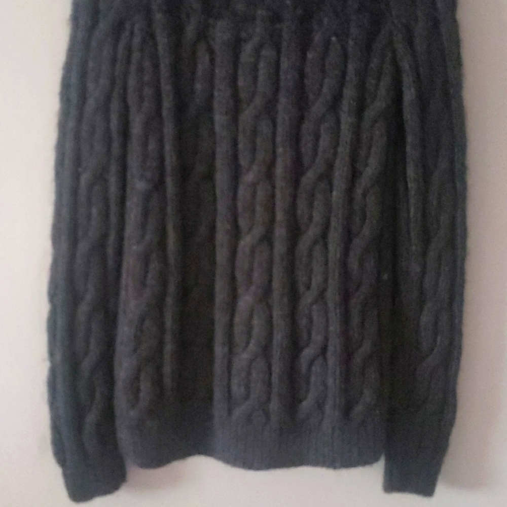 ALLSAINTS Spitalfields Hand Knit Wool Blend Sweater CharcoalGrey Black ButtonDwn - Picture 14 of 17